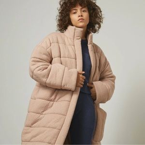 Lunya Restore Double Faced House Coat In Otium Tan Heather Medium NWOT